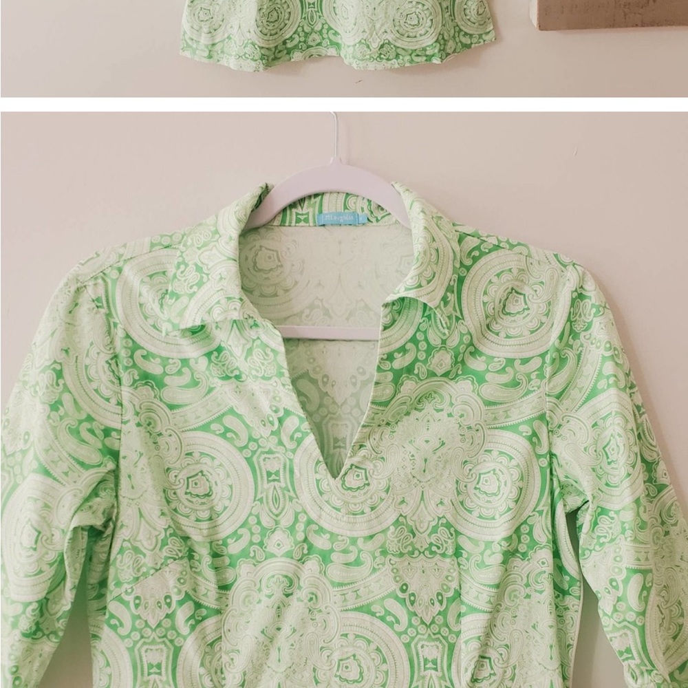 J. Mclaughlin Preppy Paisley Print Dress White Green 4